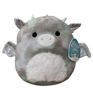 Squishmallow Will Dragon 12" Plush Green Furry Belly Cloudy Sky Camo Animal Soft